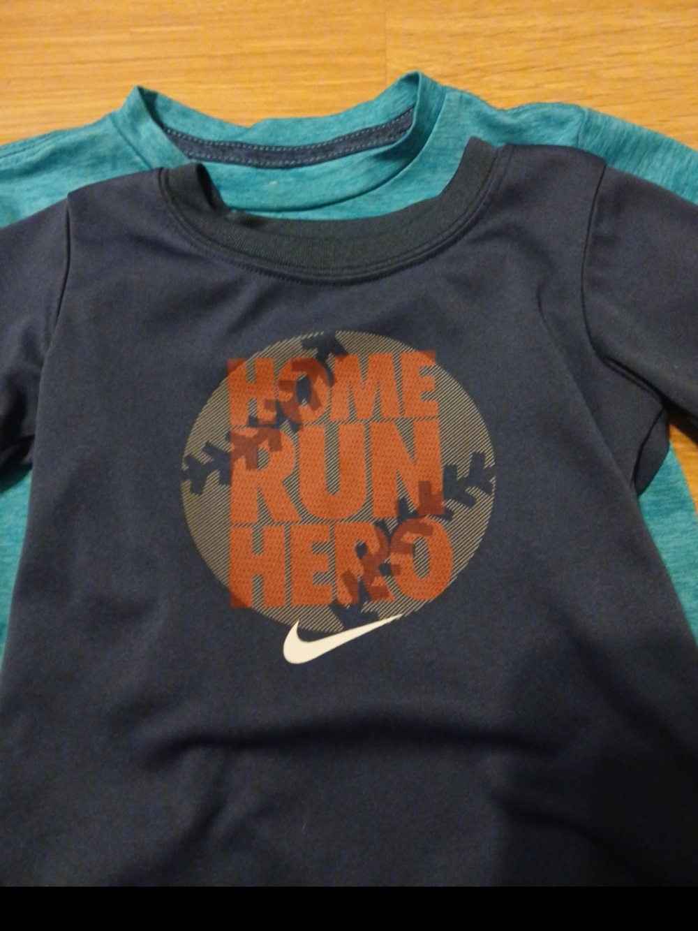 Nike Boys Navy Long-Sleeve 'Home Run Hero' Shirt with Orange Graphic